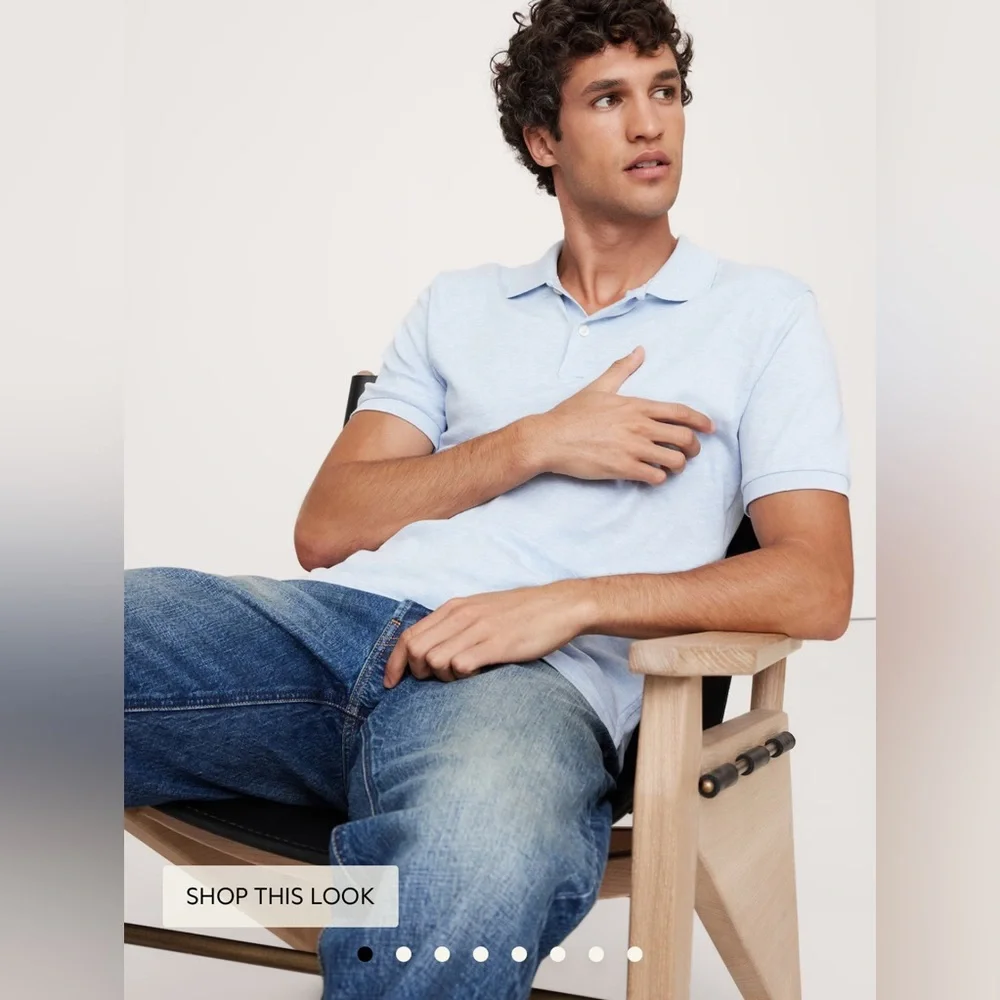 Banana Republic- Luxury-Touch Polo Crisp blue  Size L‎